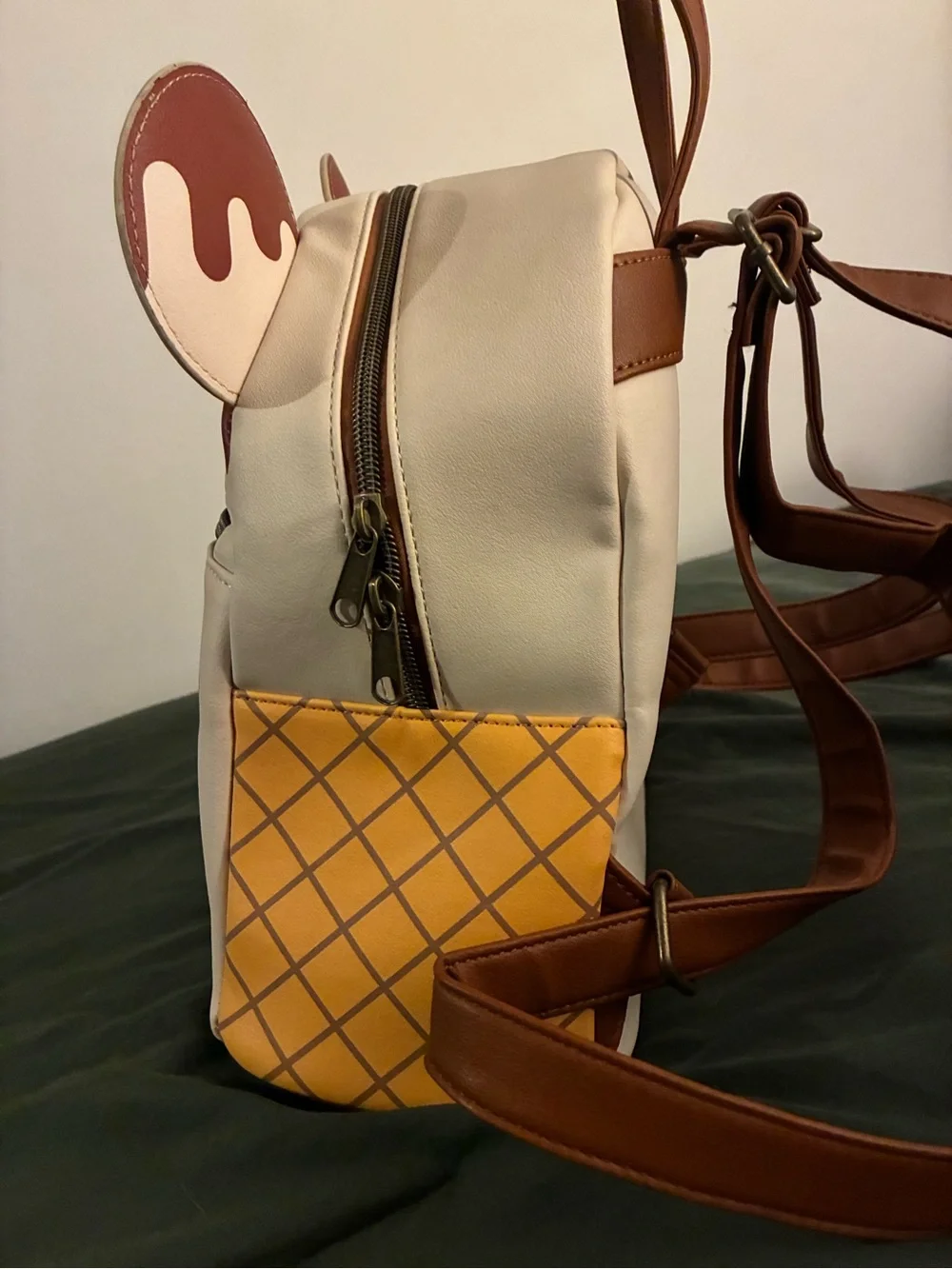 Disney Loungefly Mickey Mouse Ice Cream Mini Backpack - Cream & Brown